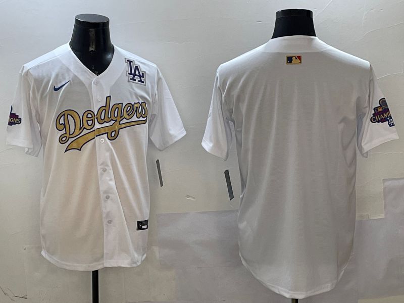 Men Los Angeles Dodgers Blank White Champion gold character 2025 Nike MLB Jersey style 4->los angeles dodgers->MLB Jersey